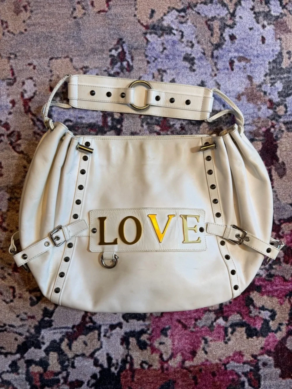 DOLCE & GABBANA Vintage Handbag Love Large Leather Iconic Hobo AUTHENTIC white - Picture 8 of 14